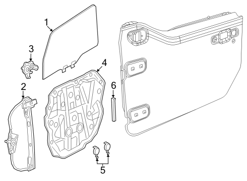 2023 Jeep Gladiator Glass - Front Door Diagram 1