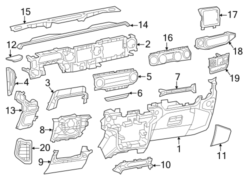 2020 Jeep Gladiator BEZEL-STEERING COLUMN SHROUD Diagram for 6AB13TX7AD