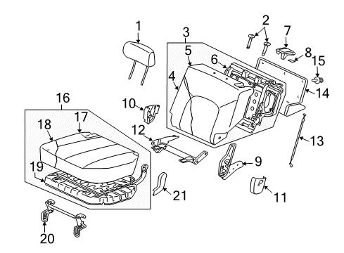 Cover-Rear Seat Back Hinge Diagram for MR966164YA