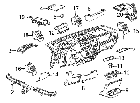 2022 Ram ProMaster 2500 BEZEL-INSTRUMENT PANEL Diagram for 7DM38JXWAB