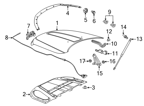 2011 Dodge Durango HOOD Diagram for 55369453AF