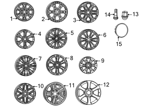 2023 Jeep Grand Wagoneer L Wheels, Covers & Trim Diagram