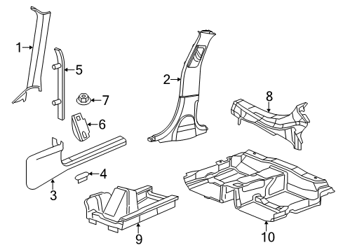 2023 Dodge Charger Interior Trim - Pillars Diagram