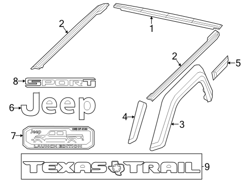 2023 Jeep Gladiator Exterior Trim - Pick Up Box Diagram 2