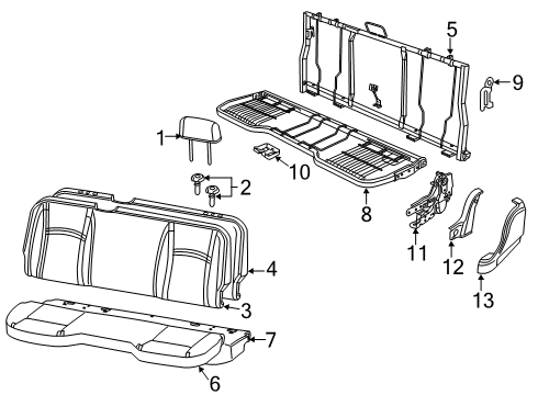 2022 Ram 1500 Rear Seat Components Diagram 3