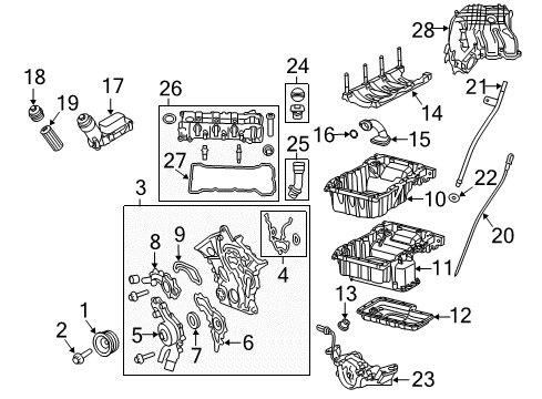 2022 Jeep Cherokee Engine Parts, Mounts, Cylinder Head & Valves, Camshaft & Timing, Variable Valve Timing, Oil Cooler, Oil Pan, Oil Pump, Balance Shafts, Crankshaft & Bearings, Pistons, Rings & Bearings Diagram 3