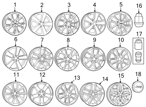 2022 Jeep Grand Cherokee WK Wheels, Covers & Trim Diagram