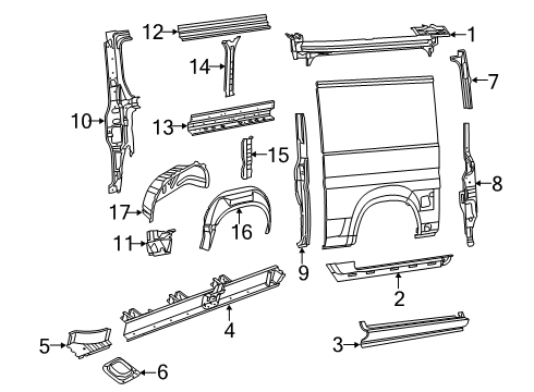 2023 Ram ProMaster 1500 Inner Structure - Side Panel Diagram 4