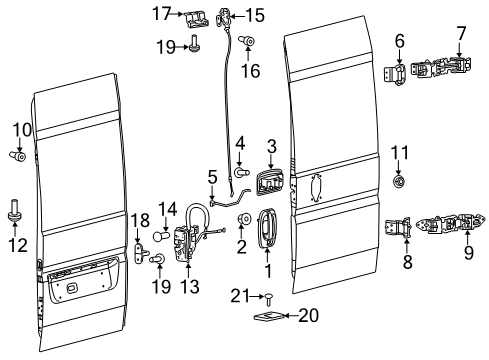 2023 Ram ProMaster 1500 Latch-Cargo Door Diagram for 68226175AD