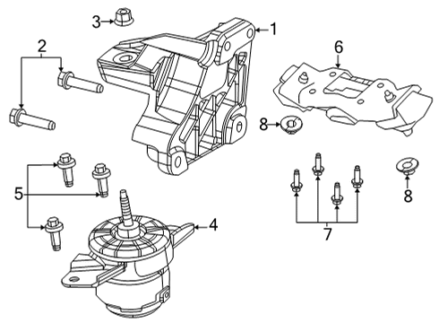 2022 Jeep Gladiator Engine & Trans Mounting Diagram 1