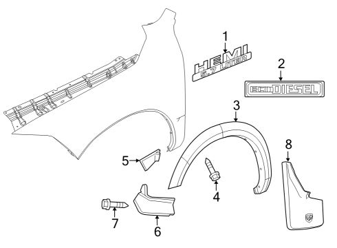 2023 Ram 1500 Classic Exterior Trim - Fender Diagram