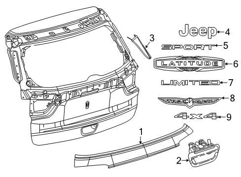 2023 Jeep Compass Exterior Trim - Lift Gate Diagram