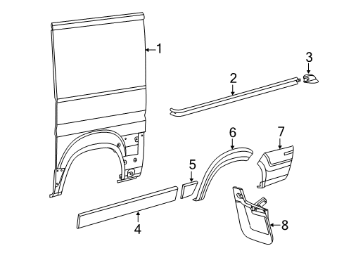 2022 Ram ProMaster 1500 Side Panel & Components, Exterior Trim Diagram 2