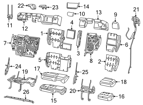 2022 Jeep Wrangler Rear Seat Components Diagram 1