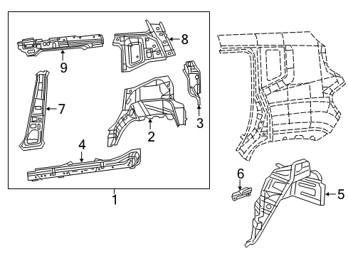 2021 Jeep Renegade Inner Structure - Quarter Panel Diagram