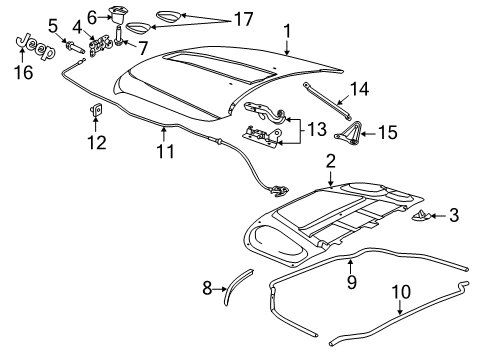 2022 Jeep Grand Cherokee WK Hood & Components, Exterior Trim Diagram