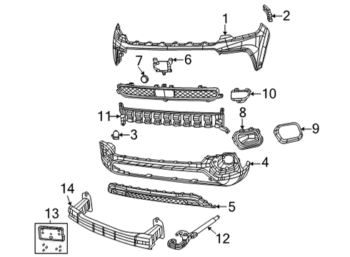 2022 Jeep Compass Beam-Front Bumper Diagram for 68455903AA