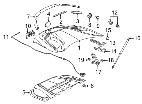 2019 Dodge Durango HOOD Diagram for 68309501AH