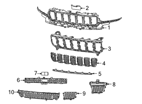 2022 Jeep Grand Cherokee L Grille & Components Diagram 1