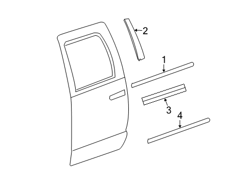 2022 Ram 1500 Classic Exterior Trim - Rear Door Diagram 1