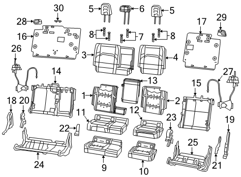 2023 Jeep Gladiator Rear Seat Components Diagram 1