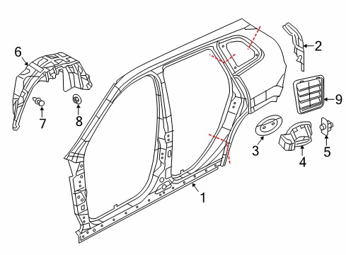 2022 Jeep Cherokee Quarter Panel & Components Diagram