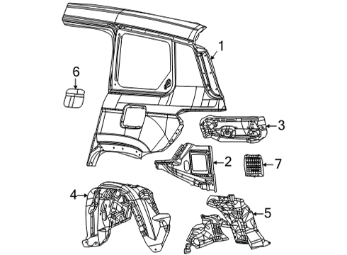 2021 Jeep Grand Cherokee L FENDER-WHEELHOUSE INNER Diagram for 68376707AF