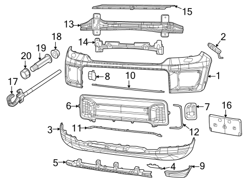 2024 Jeep Grand Cherokee FASCIA-FRONT LOWER Diagram for 68591395AA