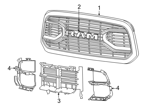 2022 Ram 1500 Classic Grille & Components Diagram 1