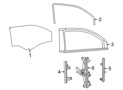 Regulator-Front Door Window Diagram for 68070267AE