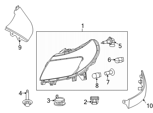 2023 Ram ProMaster 3500 Headlamp Diagram for 68516024AB