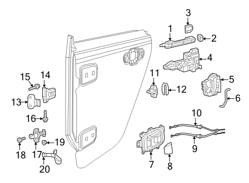 2022 Jeep Gladiator Inside Lock Cable Diagram for 68375785AA