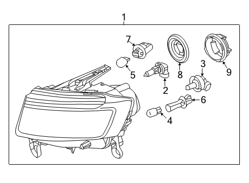 2022 Jeep Grand Cherokee WK Headlamp Components Diagram 1