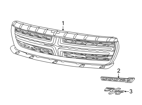 2023 Dodge Charger Grille & Components Diagram 1