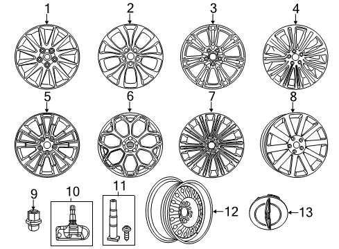 2021 Chrysler 300 Wheels, Covers & Trim Diagram