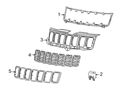 2022 Jeep Grand Cherokee WK Grille & Components Diagram