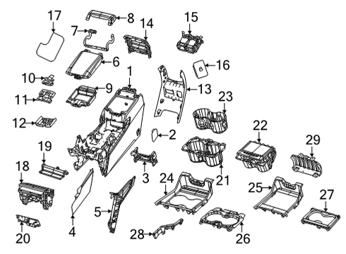 2022 Jeep Grand Cherokee L Front Console, Rear Console Diagram 1