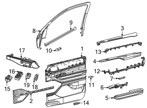 2023 Jeep Grand Wagoneer Armrest-Front Door Trim Diagram for 6KP021X7AB