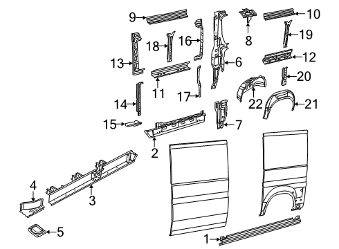 2023 Ram ProMaster 1500 Inner Structure - Side Panel Diagram 2