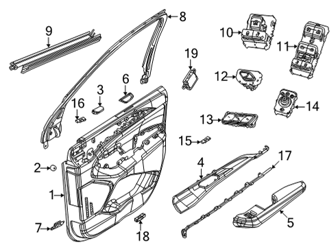 2021 Jeep Grand Cherokee L ARMREST-FRONT DOOR TRIM Diagram for 7FJ461T5AD