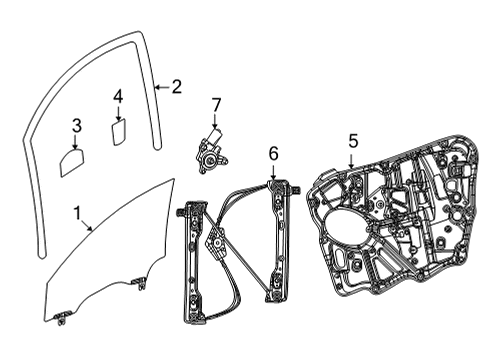 2022 Jeep Wagoneer FRONT DOOR GLASS RUN Diagram for 68406230AG