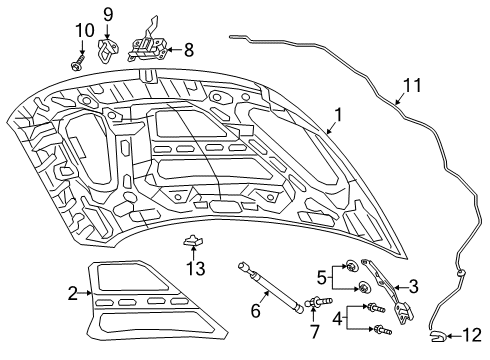 2023 Ram 3500 Hood & Components Diagram