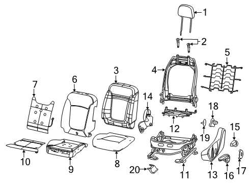 2022 Jeep Compass Cover-Front Seat Back Diagram for 7JM59DBNAA