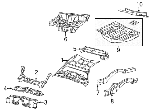 2023 Dodge Challenger Rear Floor & Rails Diagram