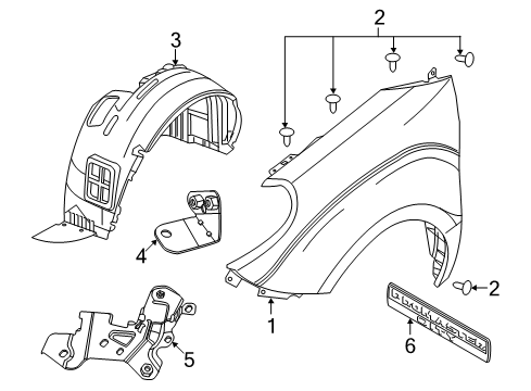 2021 Ram ProMaster City Fender & Components, Exterior Trim Diagram