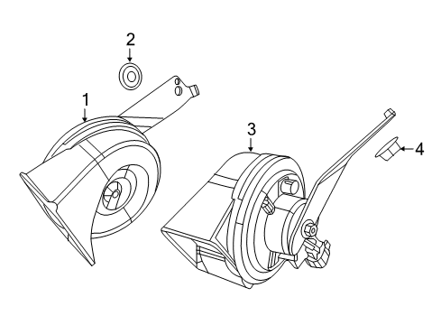 2023 Jeep Renegade Lower Note Horn Diagram for 68544343AA