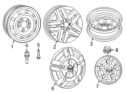 2023 Ram ProMaster 1500 Wheels, Covers & Trim Diagram