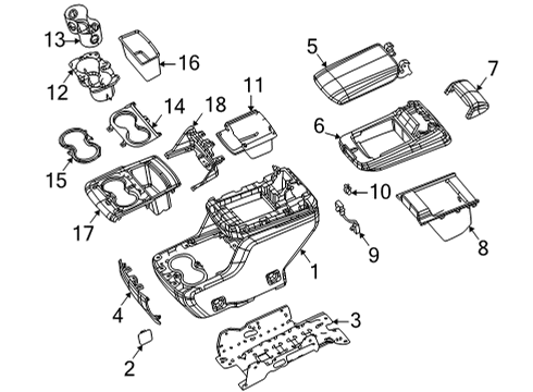 2022 Jeep Grand Cherokee L Front Console, Rear Console Diagram 2