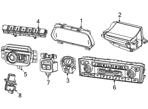 2022 Jeep Grand Cherokee L Cluster & Switches, Instrument Panel Diagram 1