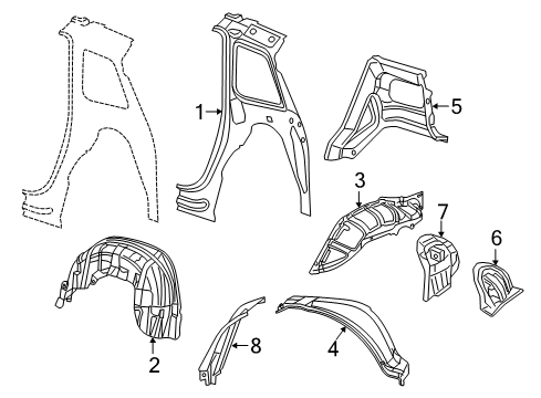 2022 Dodge Durango Inner Structure - Quarter Panel Diagram